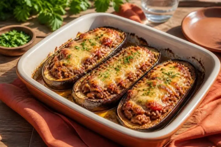 Aubergines farcies à la viande hachée : les barquettes gratinées qui sentent l’été