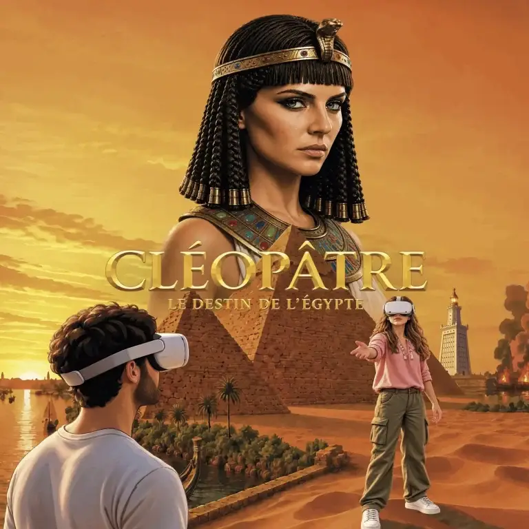 Affiche de l'expérience en réalité virtuelle Cléopâtre, le destin de l'Égypte, au Cube Orange à Lyon