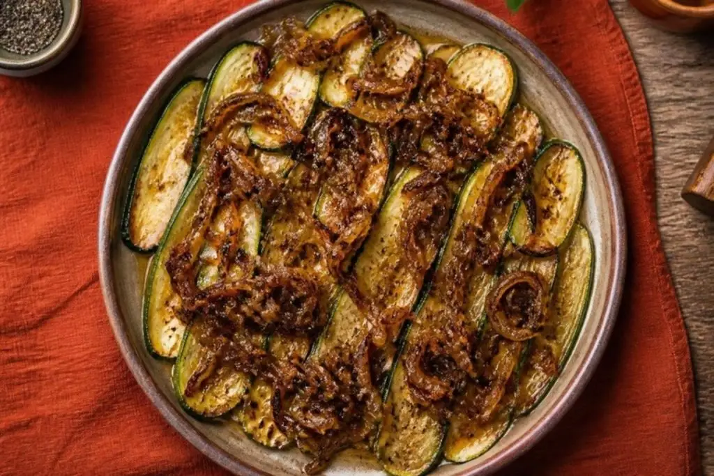Courgettes frites aux oignons confits – recette Lyon Food Lovers
