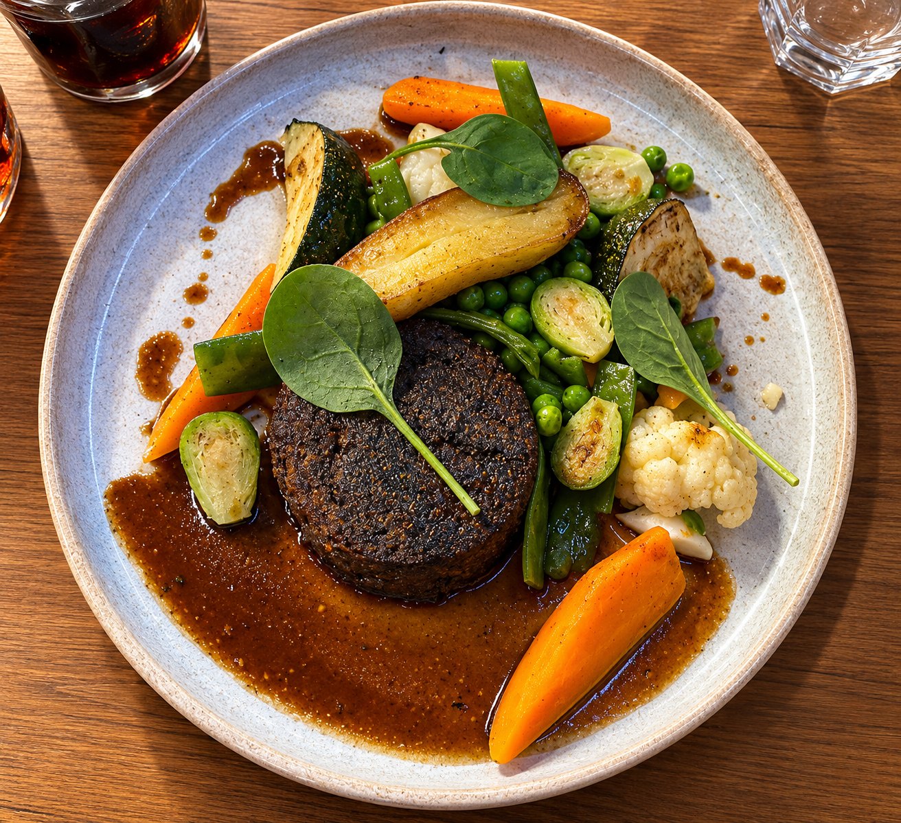 Viande, légumes de saison rôtis et jus corsé chez La Table Servie à Caluire-et-Cuire