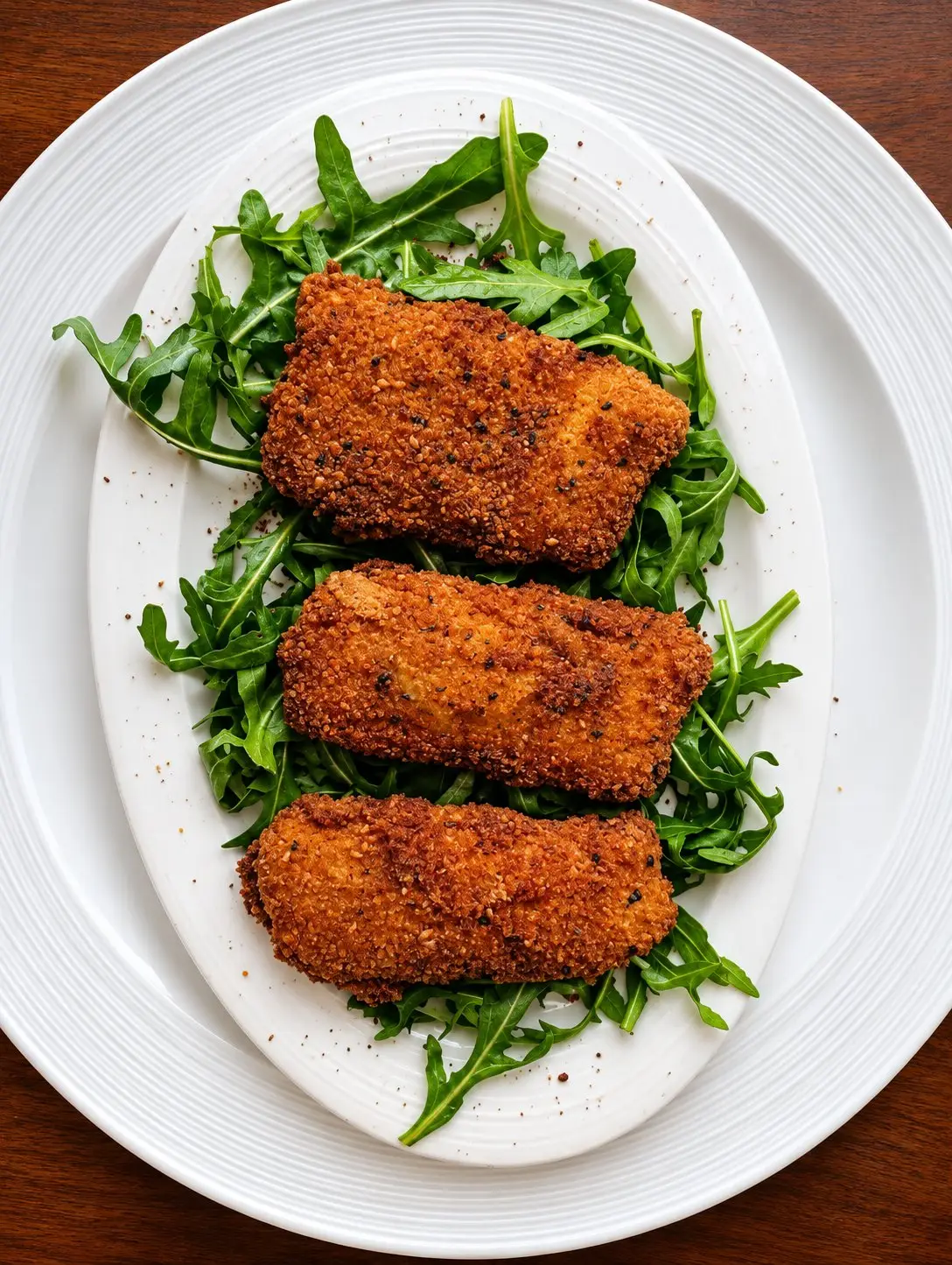 Escalopes panées croustillantes sur lit de roquette chez L'Iwan, place Mérieux à Lyon